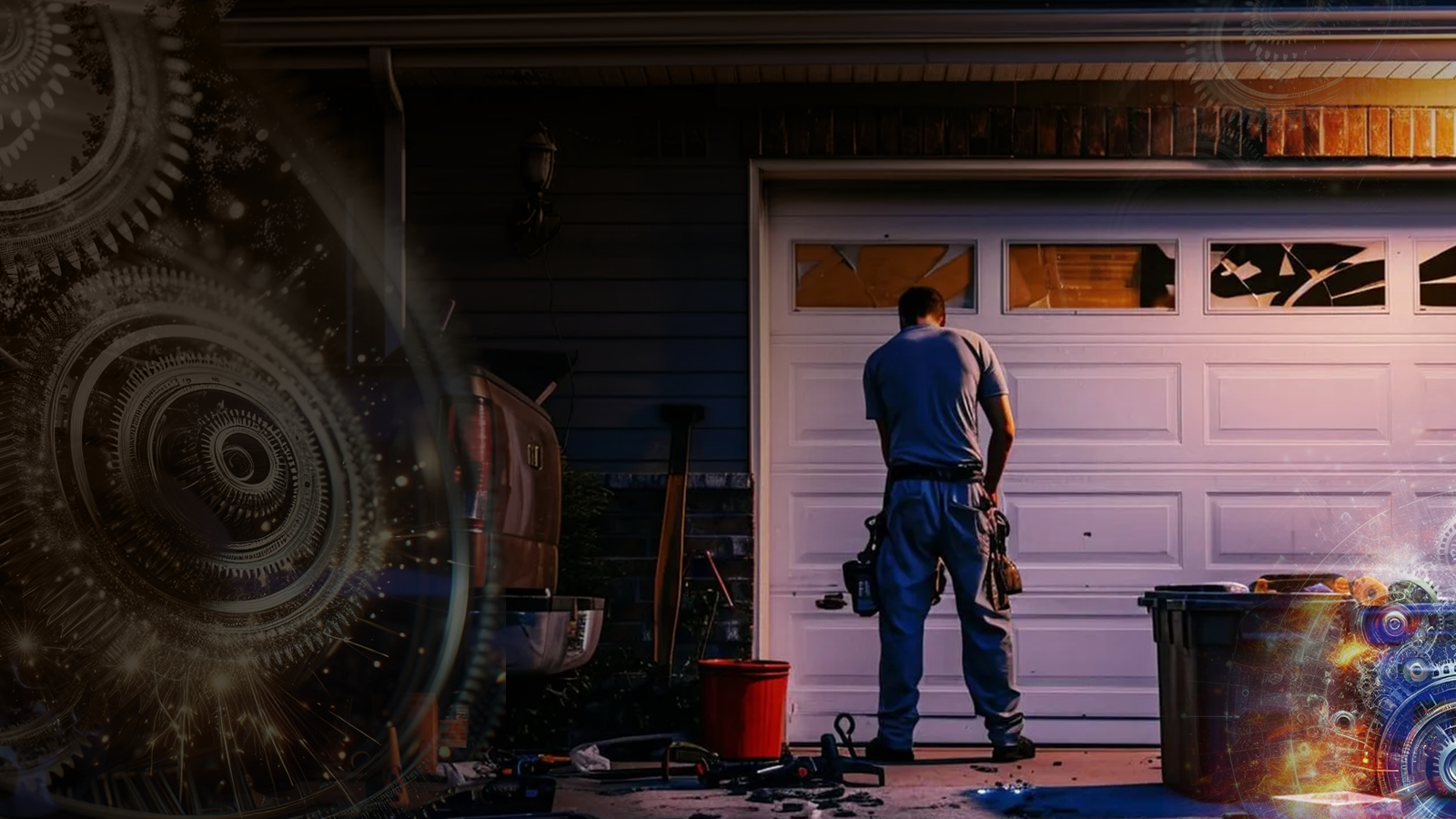 Garage door emergency service background